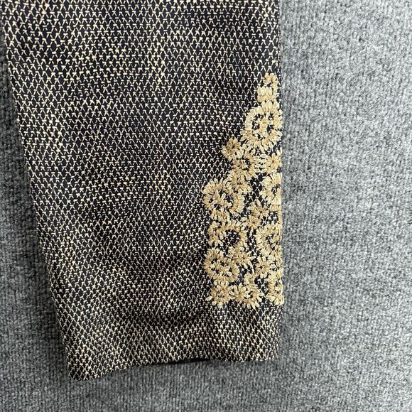 Dana Buchman Silk Dress Pants Women 14 Black Print High Rise Straight Artsy - Picture 3 of 12